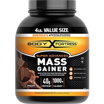 바디 포트리스 슈퍼 어드밴스드 매스 게이너 유청 단백질 파우더 글루텐 프리 초콜릿 4 lb, 기본