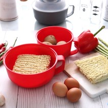 국산 심플 핸디 전자렌지용기 라면기 계란찜기 중+대 2종세트, 레드
