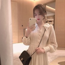 뉴 프렌치 롱 스커트 고급스러운 느낌 슬림핏 이너웨어 레이스 원피스 여성 가을겨울