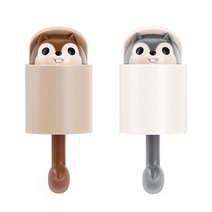 언커먼 까꿍 접착식 다용도 현관 벽걸이, 다람쥐 브라운1P+그레이1P, 1개