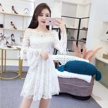 [Myshe]오프숄더 원피스 레이스 미니 원피스 여성 QLTT410YZ05