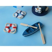 여름 파라솔 썬배드 튜브 보트 모형 미니어처 장식용인형 소품, 배+노2개