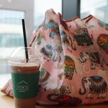빅사이즈 대형 휴대용 접는 시장바구니 제로웨이스트 에코백 여행용 보조가방 답례품 장바구니(혜윰 에코백), 핑크 코끼리, 1개