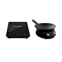 정품 Nuwe Pro Chef 인덕션 쿡탑 NSF 인증 상업용 등급 휴대용 강력한 1800W 대형 8인치 가열 코일 94 온도 설정 5°F에서 100°F - 575, Induction Cooktop + Wok