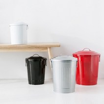 마켓비 CESTINO 휴지통 철제 스틸 다용도 수납함 쓰레기통 뚜껑있는 분리수거, 9.5L 그린, 1개