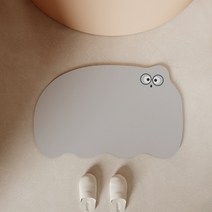 올위듀 큐트 캐릭터 논슬립 빨아쓰는 규조토 발매트 욕실 주방 매트, 그레이, 1개