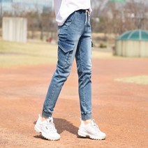 남자 카고청바지 밴딩 조거 청카고 국내생산 프리미엄진