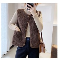 뽀글이 여성 단추 양털 후리스 조끼 쪼끼 베스트