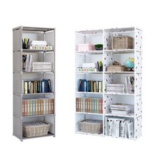 Wal그린_옷수납정리함 다용도장 조립식책장 거실 간이 수납함 조립식장 수납장 장함 도실 장정리 가구_Wal그린, Wal그린-옵션_5칸 책장 그레이