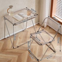 컴퓨터 책상 접이식 식탁 간단한 투명 메사 커피 테이블 사이드 테이블 휴대용 사무실 공부 홈, 1 table and 1 chair