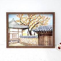 나봄갤러리 감나무와 기와집 3 감그림 감나무 액자 사업장추천그림, 4.내츄럴 브라운 액자