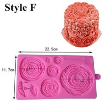 밀랍왁스 천연밀랍왁스 야화 Meibum ruffle 장미 꽃 실리콘 퐁당 케이크 금형 껌 붙여 넣기 설탕 공예 diy, 06 Style F