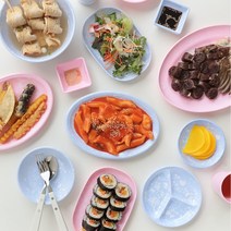 파스텔 마블 멜라민 분식 그릇 17종 2color 식기 컵, 원3절(소)_핑크