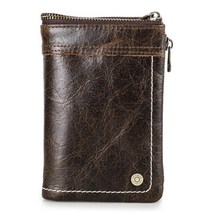 에어태그 키링 새로운 정품 소가죽 가죽 airtag 지갑 anti lost men short coin wallet with airtags holder 지퍼 id 신용 카드 가방, aw24-커피