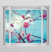 아트박스/꾸밈 ih321-그리운봄_창문그림액자_뮤럴시트지, E타입-모던블랙