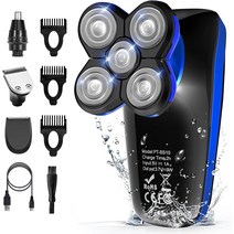 전기 면도기 Bald Shaver ATEEN Mens Wet & Dry Electric Razor Rechargeable Cordless 5 in 1 Groom, 01 Blue