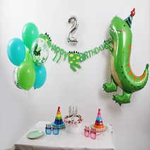 굿벌룬 홈파티세트 공룡생일파티 가랜드 숫자풍선 풍선다발스탠드 다이노 공룡풍선, 9번, 블루(소)