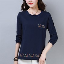 [바니드] 여성 봄가을 여성 오버핏 순면 라운드넥 긴팔티셔츠 1232
