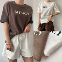 엘샾 루즈핏 양기모 반팔티 포근 레터링 겨울이너 티셔츠