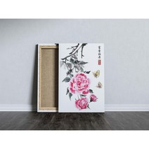 안나의방 부자되는액자 모란액자 목단 꽃그림 캔버스액자 카페인테리어 펜션인테리어, 02 나비와 모란