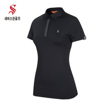 세바스찬골프 여성 큐빅 장식 카라넥 반팔 티셔츠 Z215