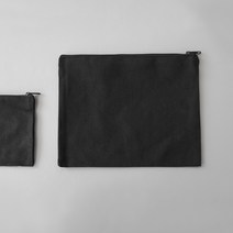 슬로우모먼츠 광목 안감 - 지퍼 파우치 (소/대), 블랙 - 대