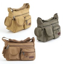 포켓 캔버스 페브릭 메신져 숄더 크로스백 실용성백 노트북가방 직장인 스트릿패션 남친선물 대학생코디