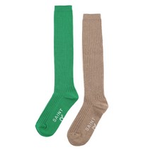 골프홀린 온그린 롱삭스 여성 골프양말 흘러내리지 않는 니삭스 (라이트 브라운/그린), 라이트 브라운