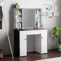 에넥스 비너스 멀티수납 화장대(유리도어형) 화장대, 블랙