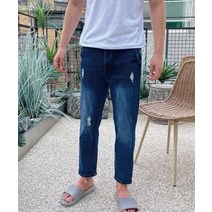 9부 진청데님 밴딩청바지 디스진 명품청바지 찢어진 스키니진 슬림핏청바지 남자청바지 데님팬츠