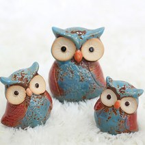 DJAGSO 빈티지 블루 부엉이 3P 세트, 단품