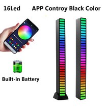 아크릴 오로라 우주비행사 무드등 FTOYIN RGB 음악 사운드 라이트 바 5V USB 16 32Led App 제어 Led 리듬 야간 조명 픽업 음성 주변, 13 16led APP Black