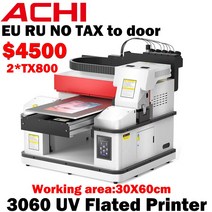 3360 UV 프린터 A3 + LED 평판 자동 인쇄 병 목재 티셔츠 멘탈 2 * TX800 헤드, 02 미국 플러그