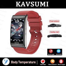 2023 비침습 혈당 스마트 팔찌 IP68 방수 시계 ECG PTT 혈압 심박수 건강 스마트 팔찌, 8.SilicaGel Red - Smart Health