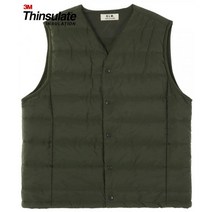 GLW 3M 신슐레이트 브이넥 패딩 베스트 카키 Round neck thinsulate padded vest khaki