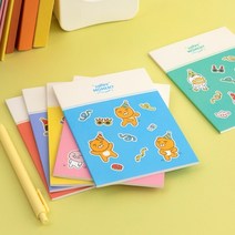 카카오프렌즈 해피모먼트 A6 노트 줄공책 일기장 회의 메모 필기 정리 스터디 공책 3세트, 무지 3세트