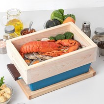 호호아지트 편백나무찜 인덕션용 찜기 2단 풀세트, 블루, 파란색