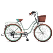 [지멘스 자전거]지멘스 데니24 26인치 클래식 자전거 시마노7단 알루미늄 프레임 바구니 여성용자전거 클래식 자전거, 174cm, 민트/화이트