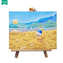 수란 3D 부조 DIY 명화 세트, 10.5*13.5cm+선물함+안료+화필x2+지지대, 보리밭 여자 아이