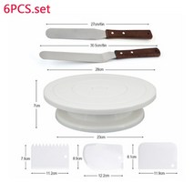 가성비 28CM 케이크 턴테이블 스탠드 장식 액세서리 DIY 금형 회전 안정적인 미끄럼 방지 라운드 테이블 주방 베이킹 도구 호환, [5] 6PCSset