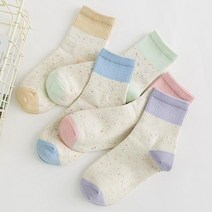 로가엘 여성용 별빛파스텔 중목 양말 5켤레 세트