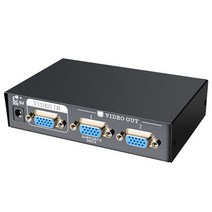 VGA케이블 모니터연결케이블 디스플레이포트 VGA 분배기 1 in 4 out 비디오 1x2 1x4 AC 어댑터 포함 복사기 220MHz 대역폭 화면 복제 용, [01] 1x2, [02] US Plug