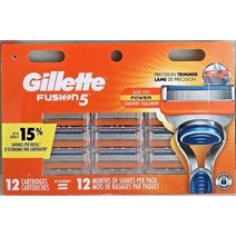 질레트 퓨전 5 면도날 리필 카트리지 12개 새 팩 공장 밀봉
