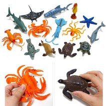 어린이집 해양공부 바다동물피규어 14종 의사소통 탐구력 유아교구 사회성