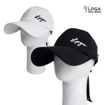 LPGA 골프웨어 여성 골프 사계절 리본포인트 볼캡 모자 L215AP551P, 블랙
