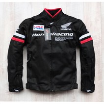 honda 혼다 여름 메쉬 통기성 오토바이 라이더 자켓 레이싱 슈트 탈부착 보호패드, 블랙