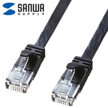 강원전자 산와서플라이 KB-FL6FA-02BK CAT.6 UTP 다이렉트 고탄력 FLAT 케이블(블랙) 2m, 상세페이지 참조