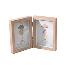 슬라이드 양면프레임 2단 접이식 액자 4x6 고급 MDF몰딩 탁상용 심플 우드 테이블 인테리어