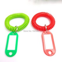 스트레치 코일 스프링 키 플라스틱 손목 밴드 fobs 수하물 id 태그 이름 카드와 열쇠 고리, 한개옵션1, 한개옵션0