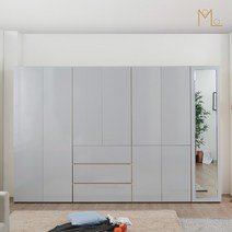 클레버 원터치 2800 장롱세트 컬러선택 거울 반장 긴옷장 서랍옷장 이불장, 그레이